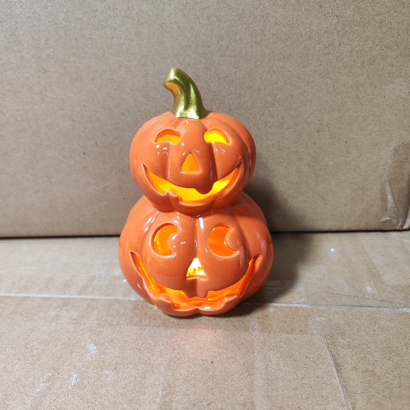 Ceramic Pumpkin & Skull Lamp
