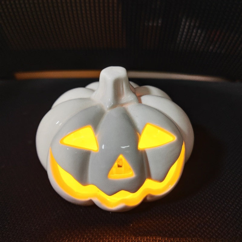 Ceramic Pumpkin & Skull Lamp