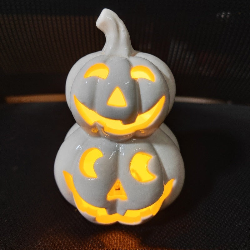 Ceramic Pumpkin & Skull Lamp