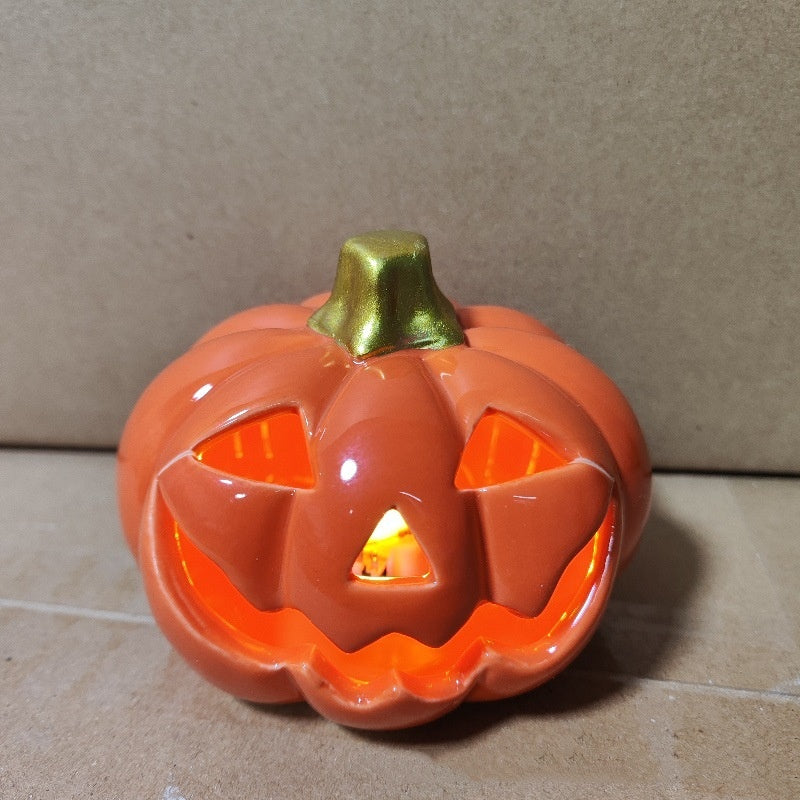 Ceramic Pumpkin & Skull Lamp